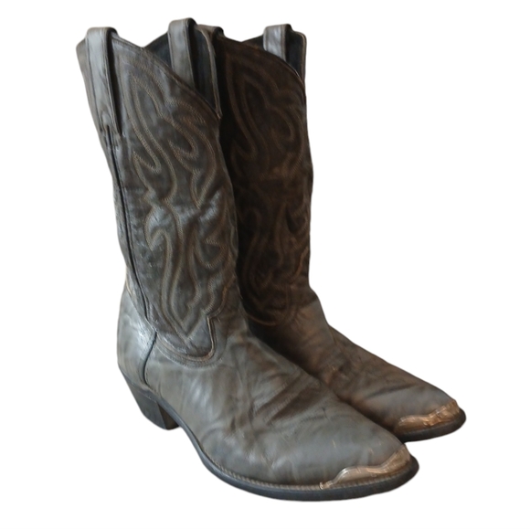 Vintage Texas Boot Co. Men's Gray Leather Cowboy Boots Silver Tip size 10 - Picture 16 of 16